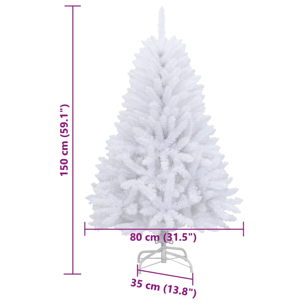 Künstlicher Weihnachtsbaum Klappbar mit Ständer Weiß 150 cm