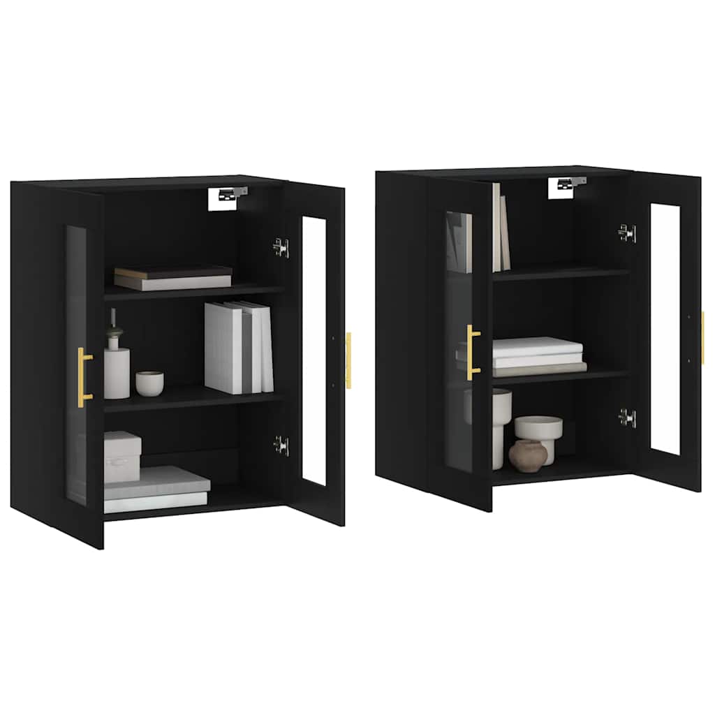 Wandschränke 2 Stk. Schwarz Holzwerkstoff