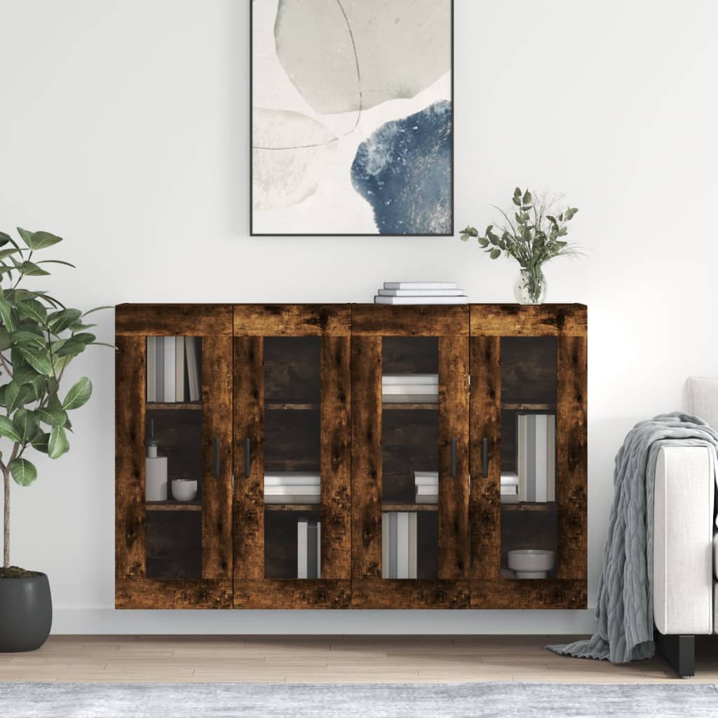 Wandschränke 2 Stk. Räuchereiche Holzwerkstoff