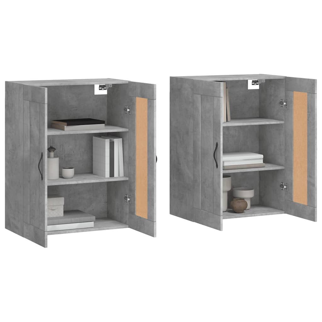 Wandschränke 2 Stk. Betongrau Holzwerkstoff