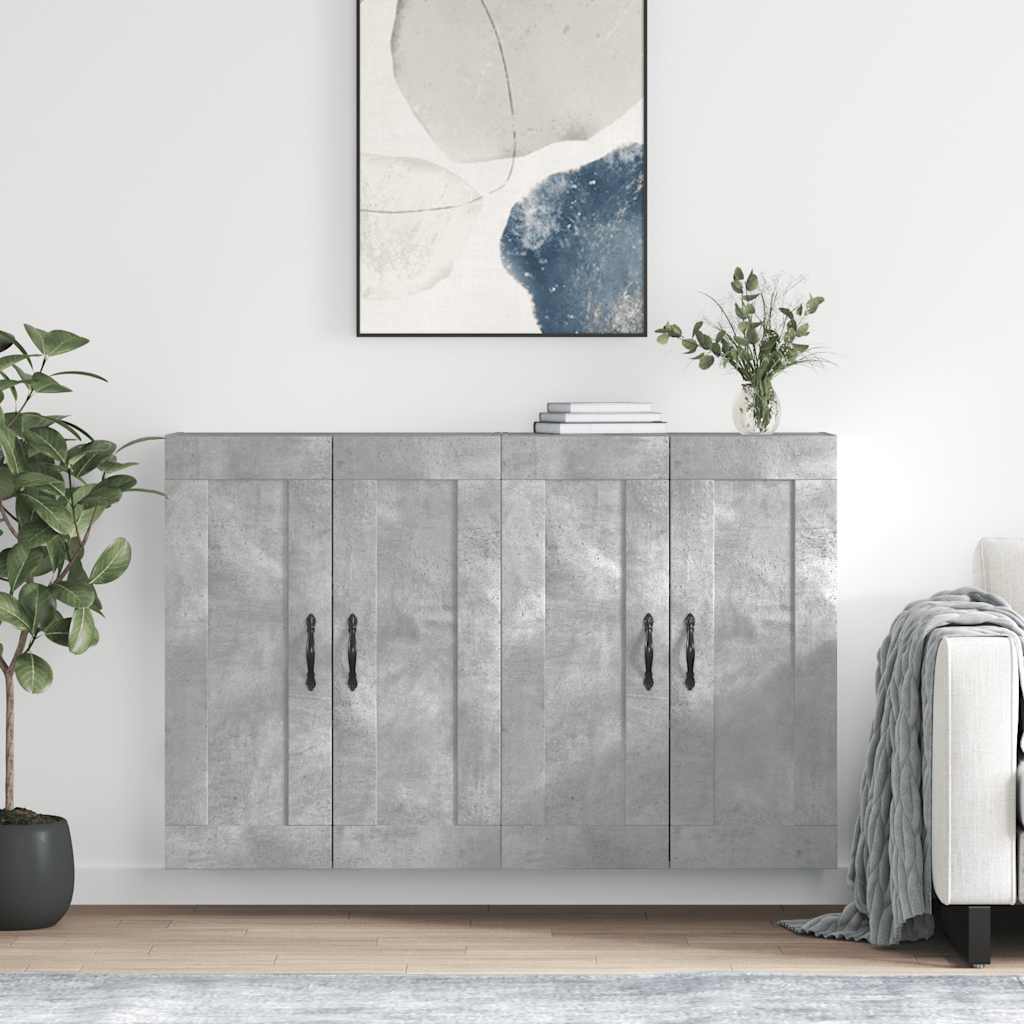 Wandschränke 2 Stk. Betongrau Holzwerkstoff
