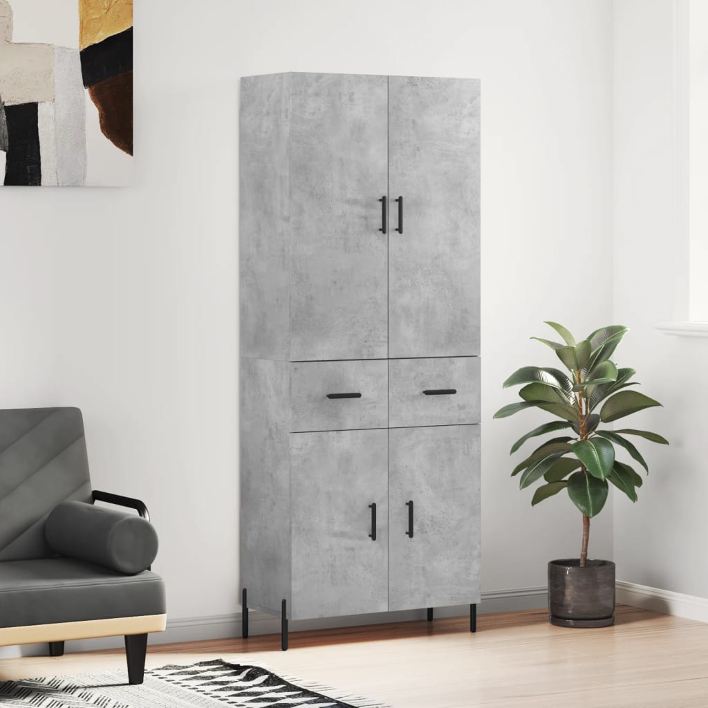 Highboard Betongrau 69,5x34x180 cm Holzwerkstoff