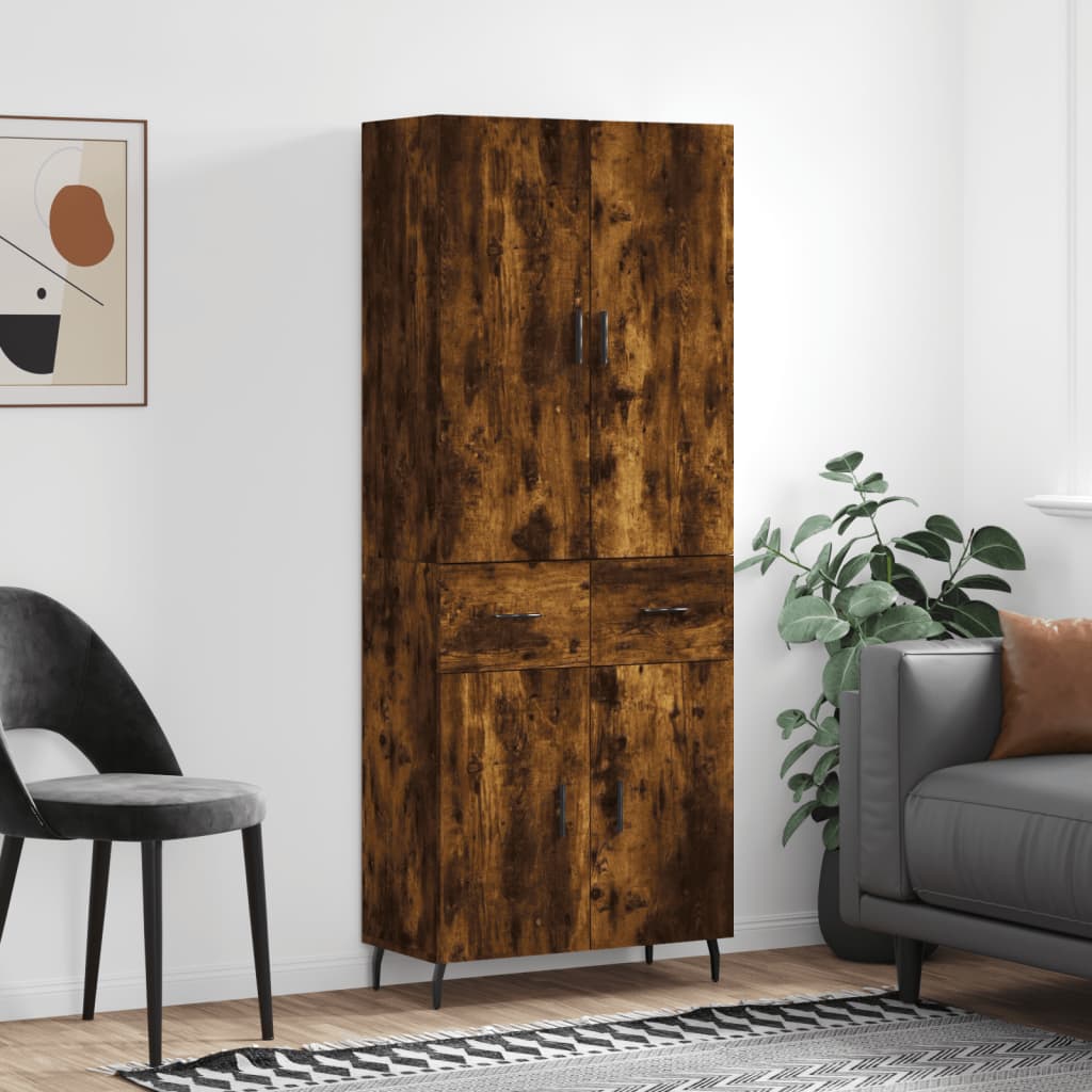 Highboard Räuchereiche 69,5x34x180 cm Holzwerkstoff