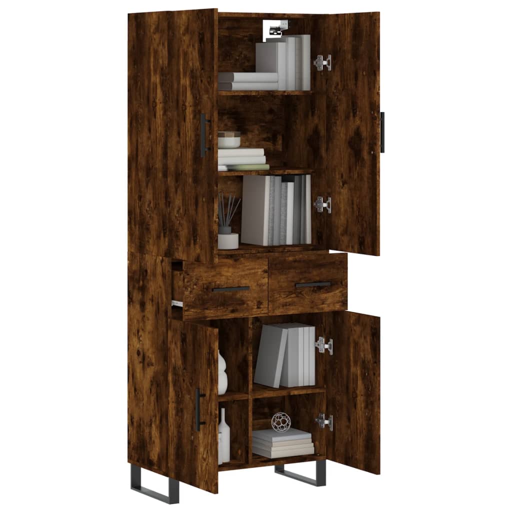 Highboard Räuchereiche 69,5x34x180 cm Holzwerkstoff