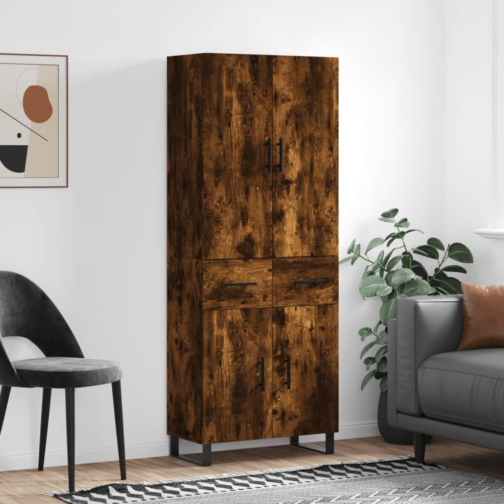 Highboard Räuchereiche 69,5x34x180 cm Holzwerkstoff