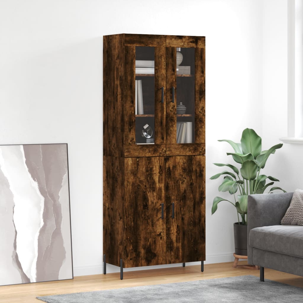 Highboard Räuchereiche 69,5x34x180 cm Holzwerkstoff