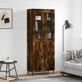 Highboard Räuchereiche 69,5x34x180 cm Holzwerkstoff