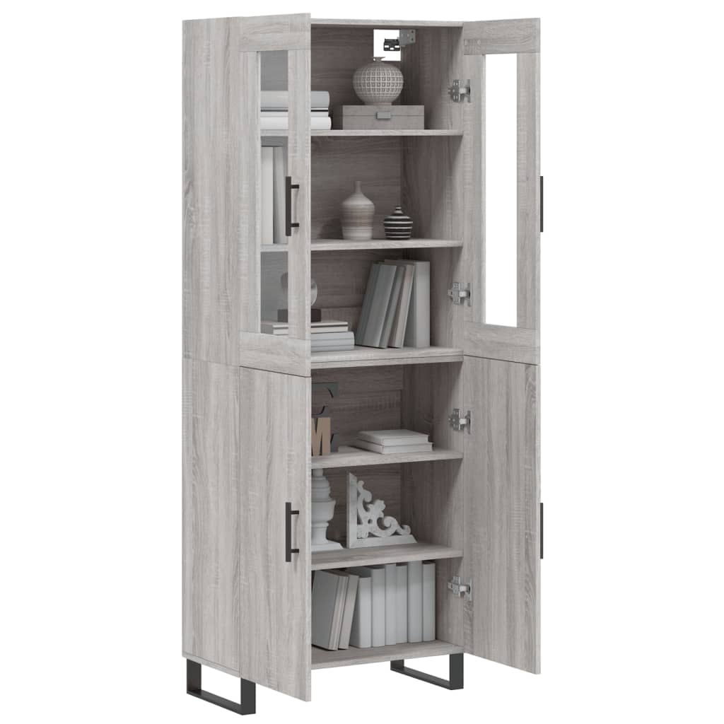 Highboard Grau Sonoma 69,5x34x180 cm Holzwerkstoff