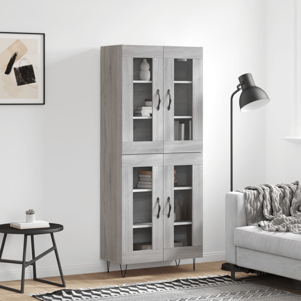 Highboard Grau Sonoma 69,5x34x180 cm Holzwerkstoff