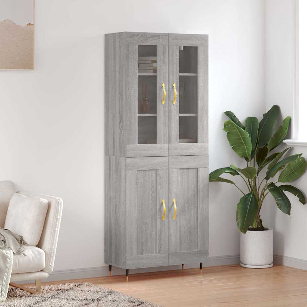 Highboard Grau Sonoma 69,5x34x180 cm Holzwerkstoff