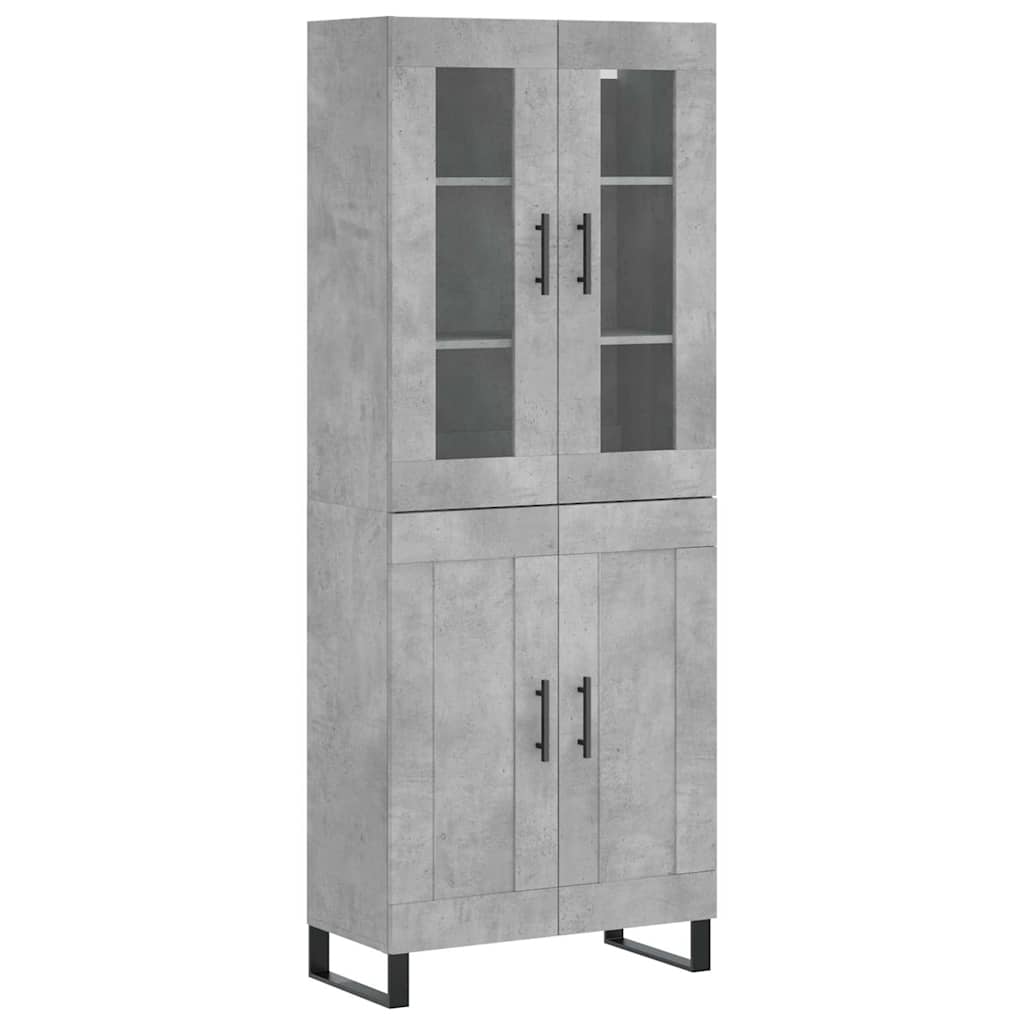 Highboard Betongrau 69,5x34x180 cm Holzwerkstoff