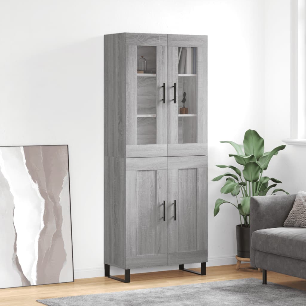 Highboard Grau Sonoma 69,5x34x180 cm Holzwerkstoff