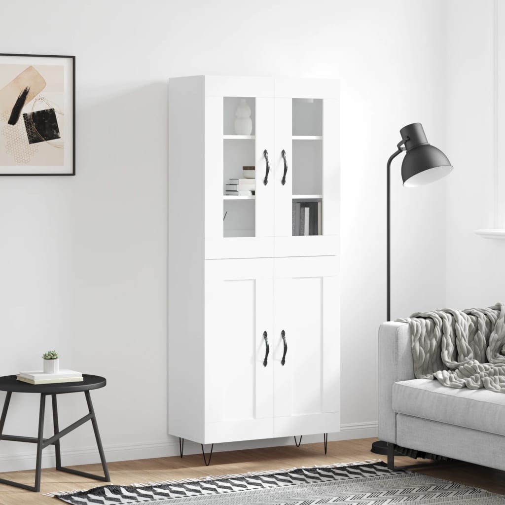 Highboard Weiß 69,5x34x180 cm Holzwerkstoff