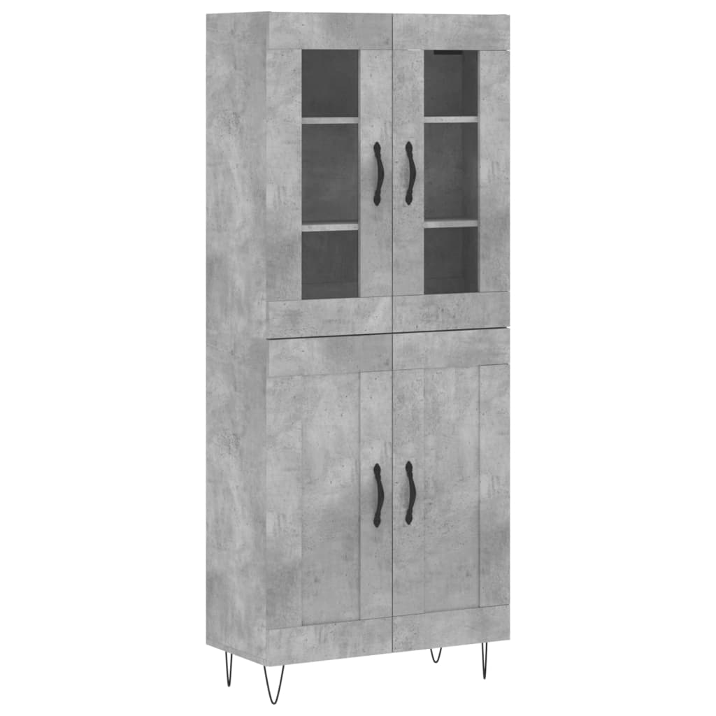Highboard Betongrau 69,5x34x180 cm Holzwerkstoff