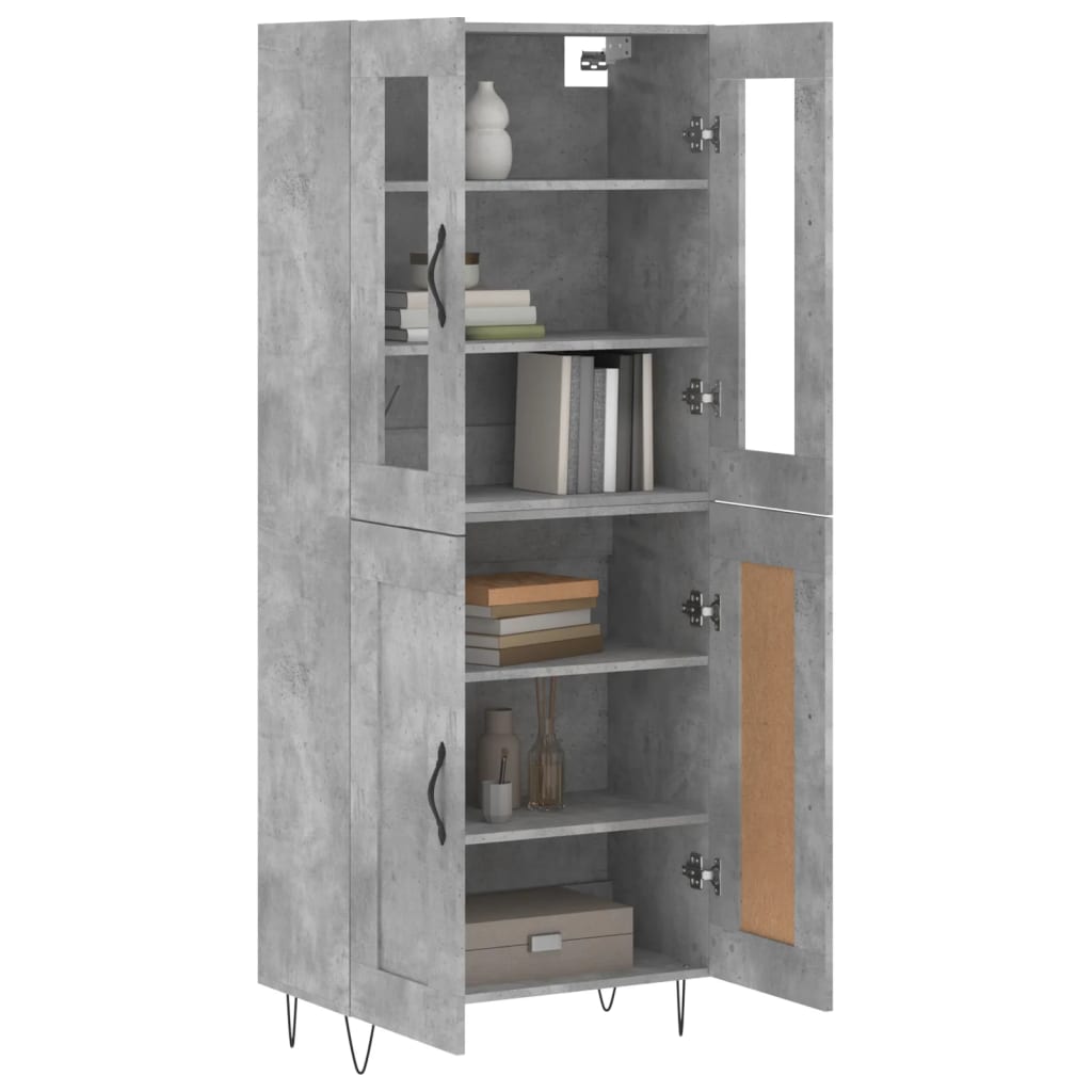 Highboard Betongrau 69,5x34x180 cm Holzwerkstoff