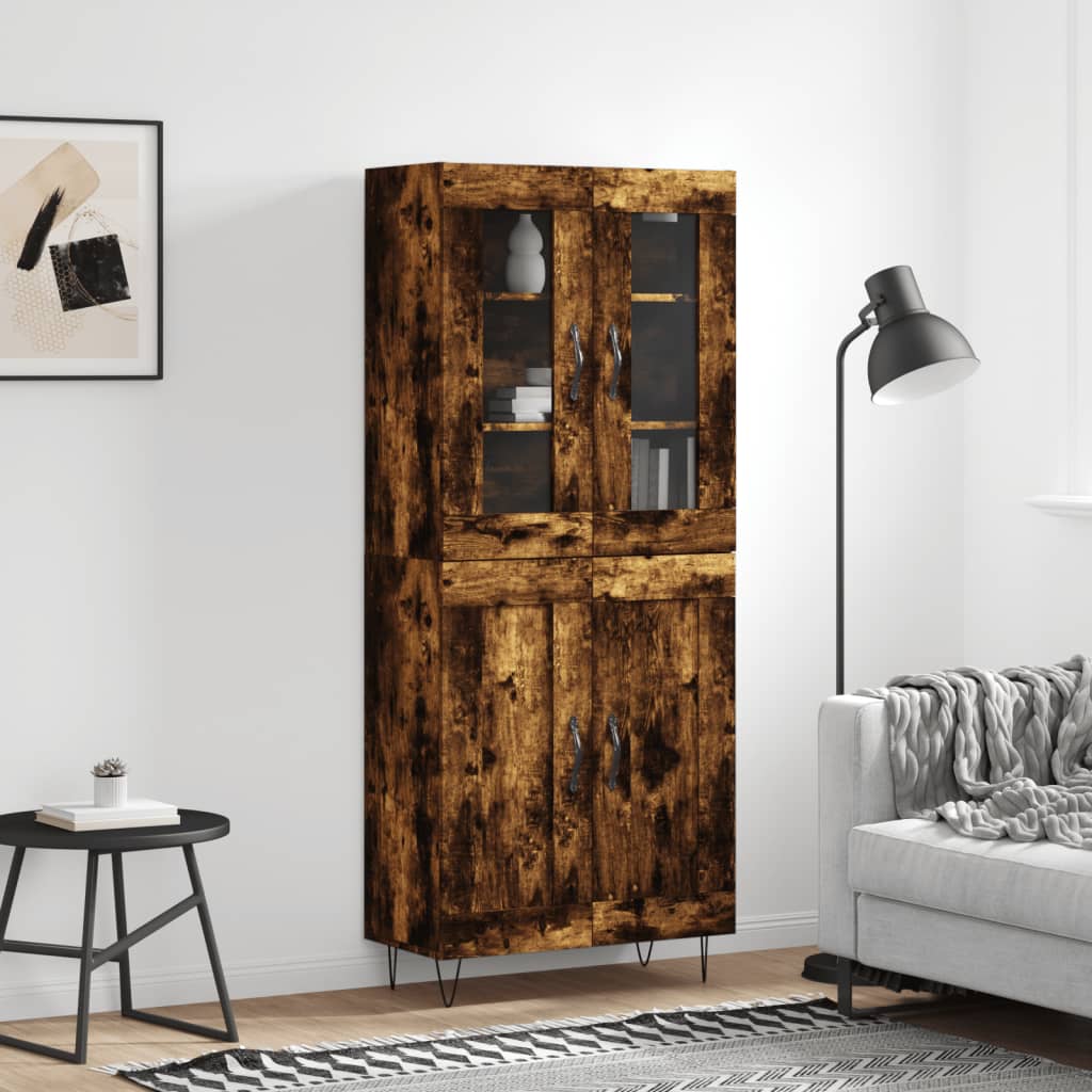 Highboard Räuchereiche 69,5x34x180 cm Holzwerkstoff