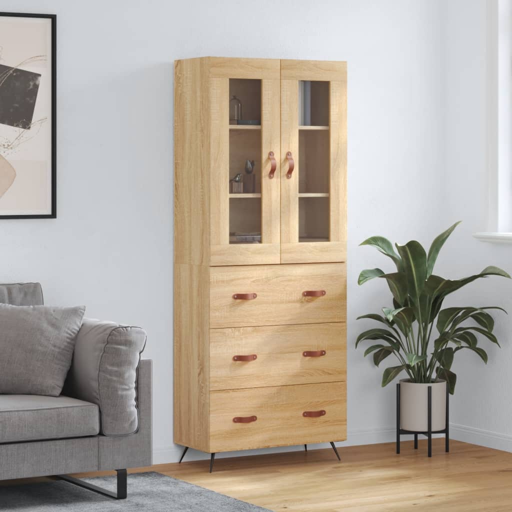 Highboard Sonoma-Eiche 69,5x34x180 cm Holzwerkstoff