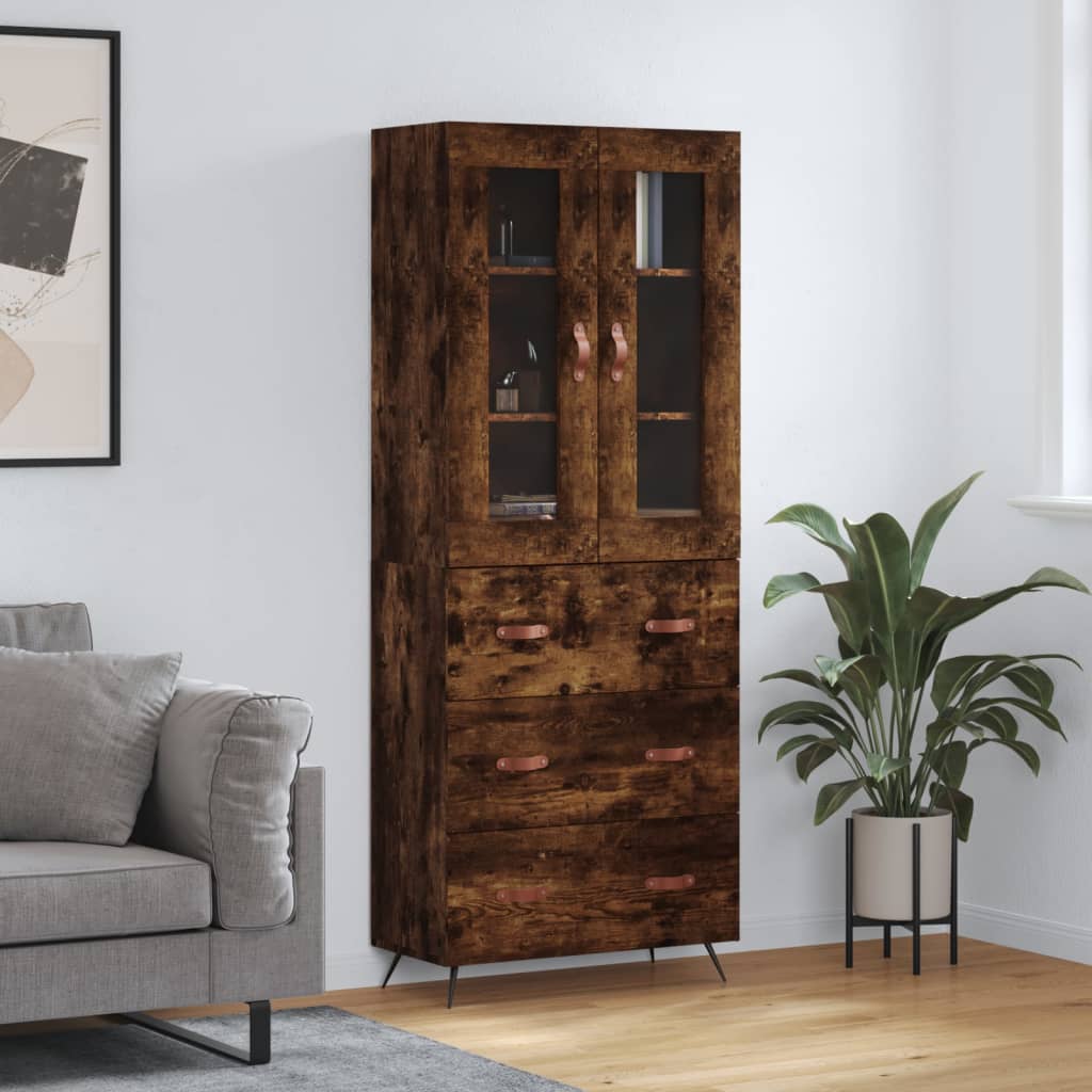 Highboard Räuchereiche 69,5x34x180 cm Holzwerkstoff