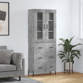 Highboard Betongrau 69,5x34x180 cm Holzwerkstoff