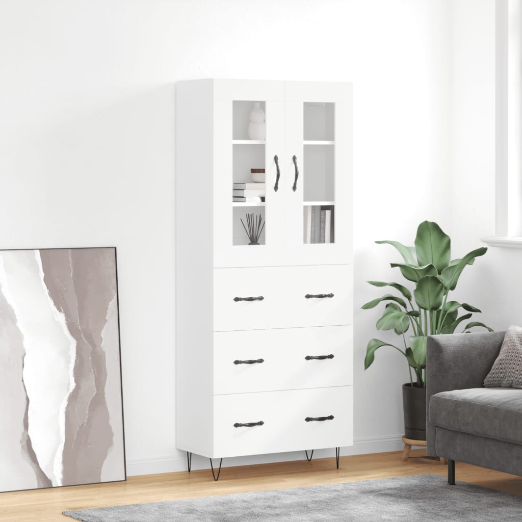 Highboard Weiß 69,5x34x180 cm Holzwerkstoff