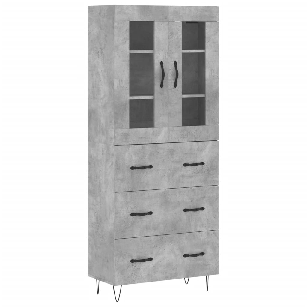 Highboard Betongrau 69,5x34x180 cm Holzwerkstoff