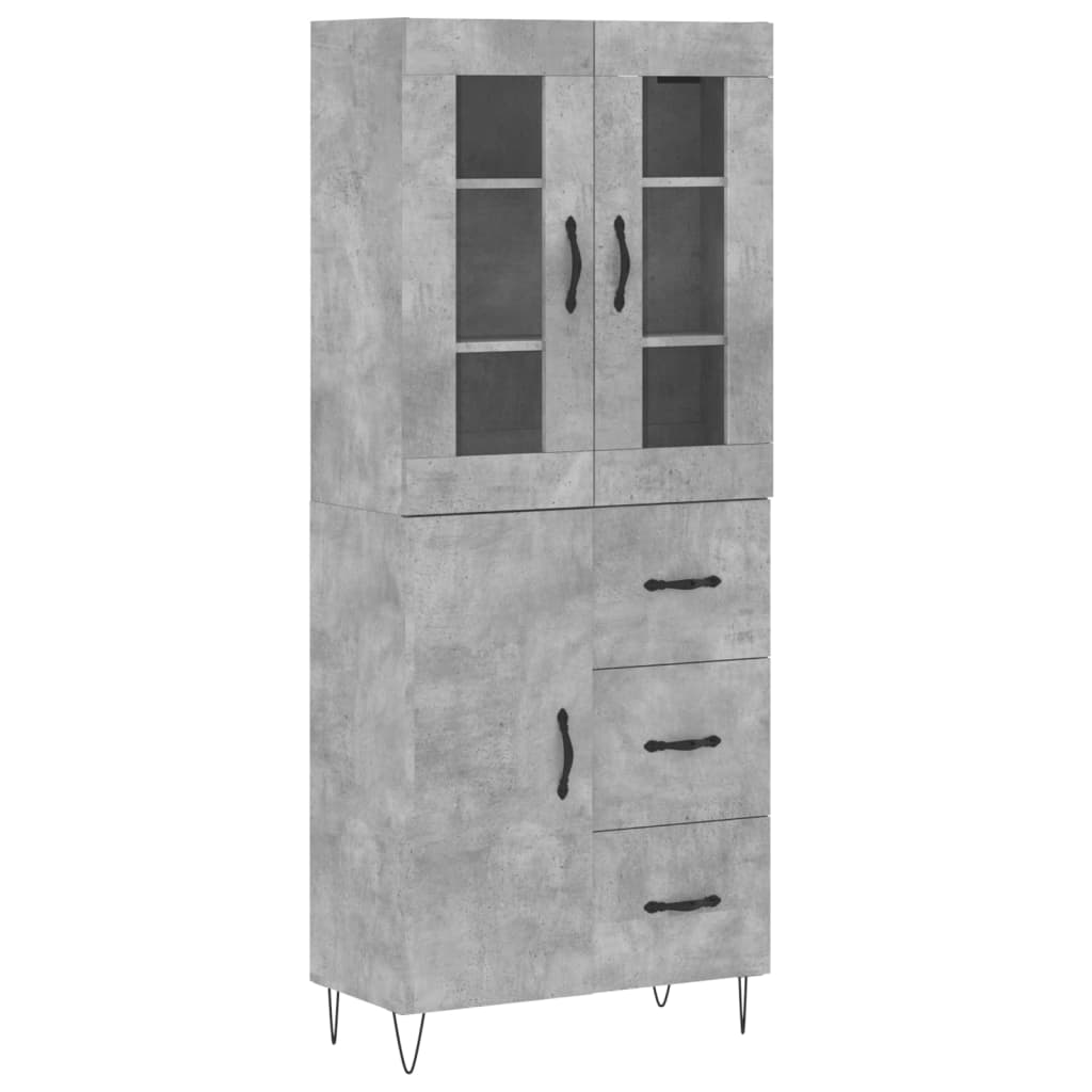 Highboard Betongrau 69,5x34x180 cm Holzwerkstoff