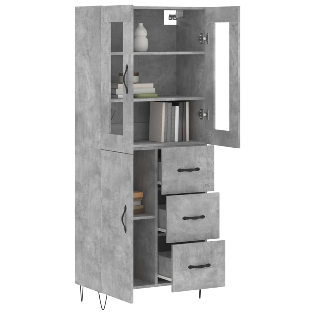 Highboard Betongrau 69,5x34x180 cm Holzwerkstoff