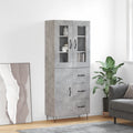 Highboard Betongrau 69,5x34x180 cm Holzwerkstoff