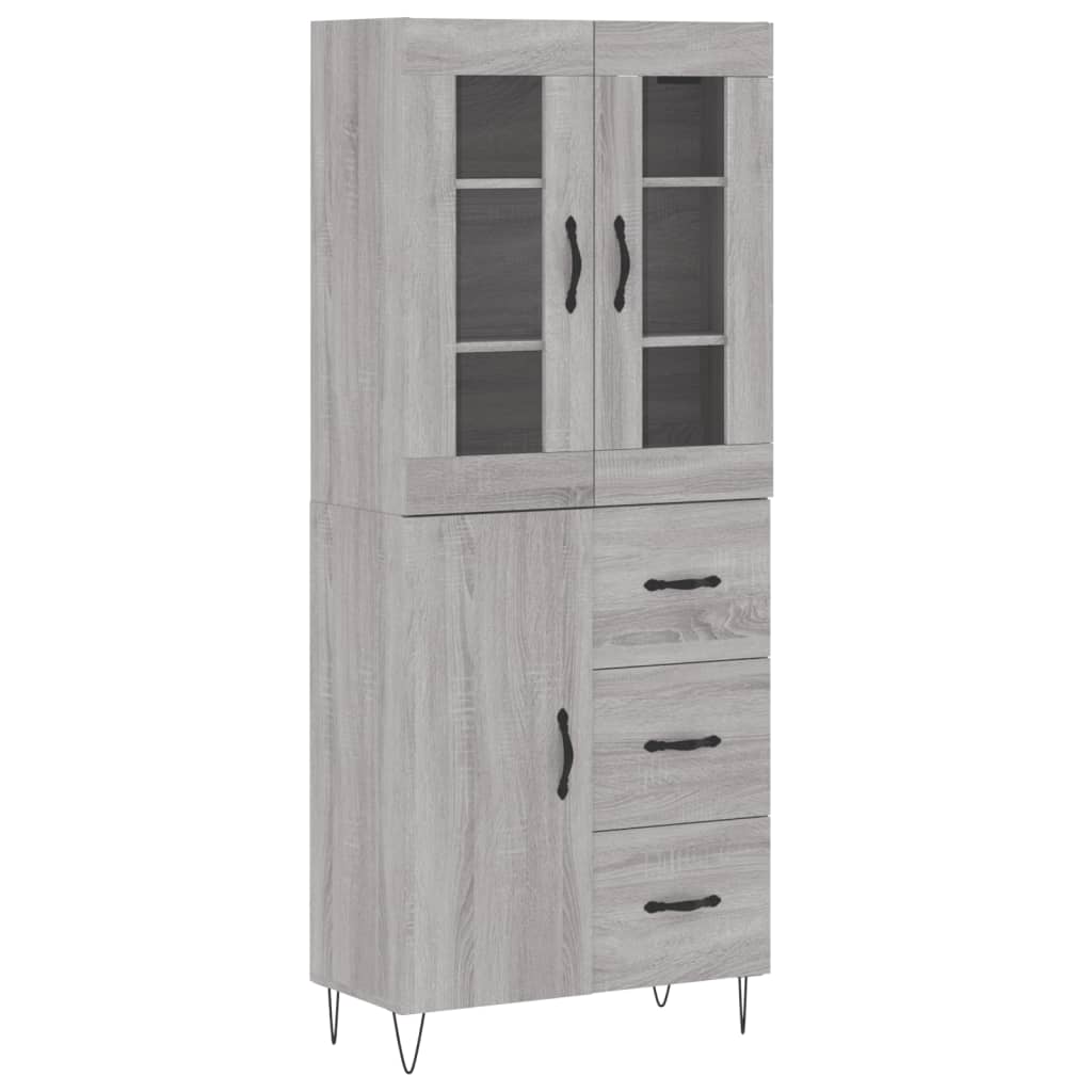 Highboard Grau Sonoma 69,5x34x180 cm Holzwerkstoff