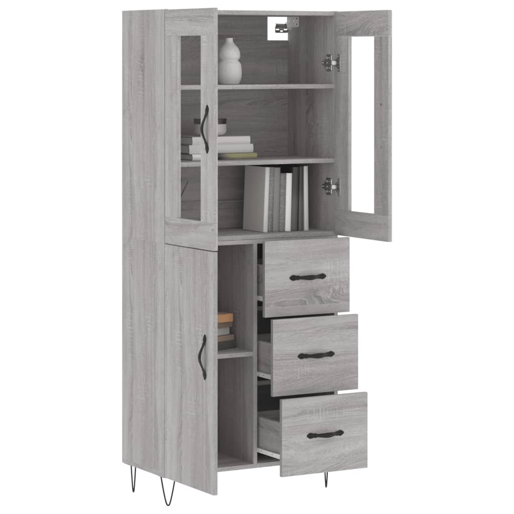 Highboard Grau Sonoma 69,5x34x180 cm Holzwerkstoff