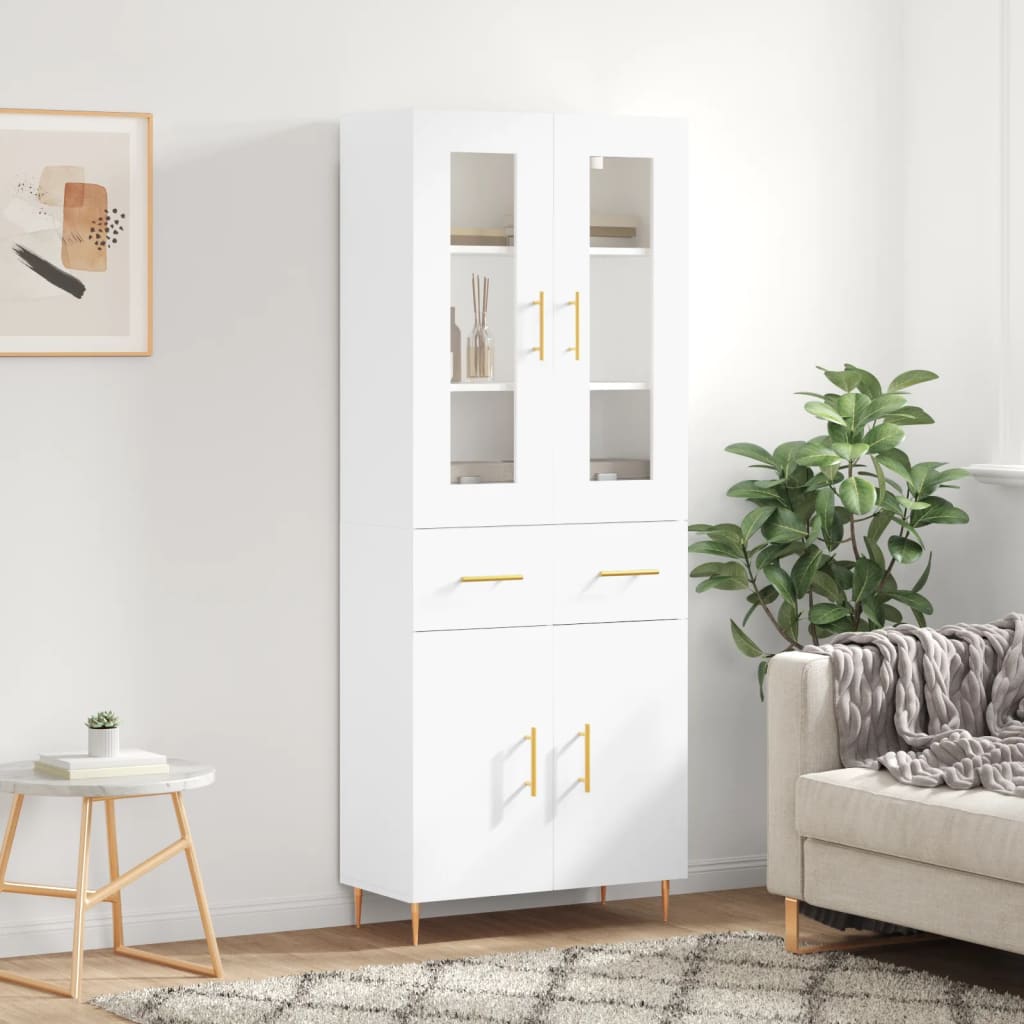 Highboard Weiß 69,5x34x180 cm Holzwerkstoff