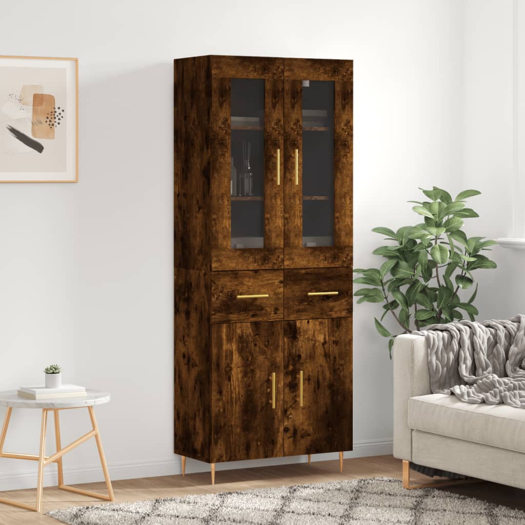 Highboard Räuchereiche 69,5x34x180 cm Holzwerkstoff