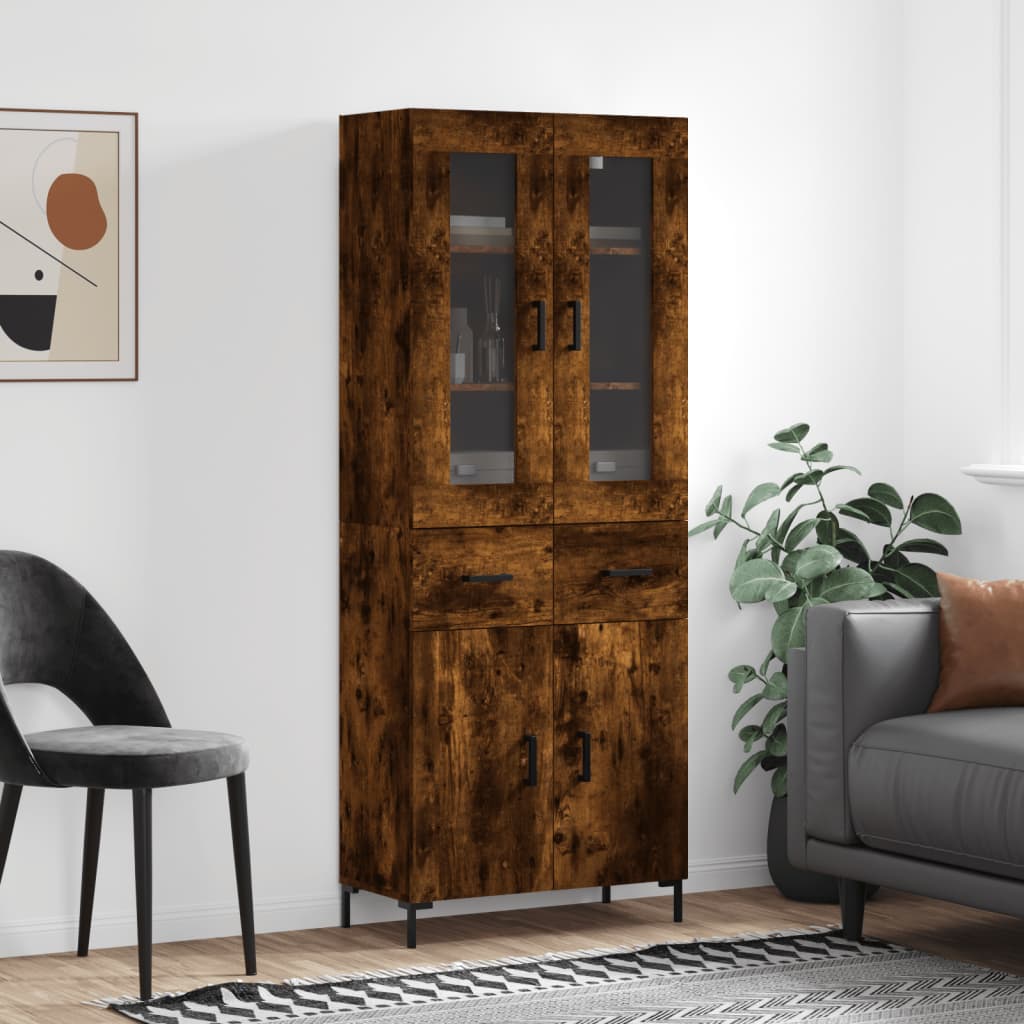 Highboard Räuchereiche 69,5x34x180 cm Holzwerkstoff