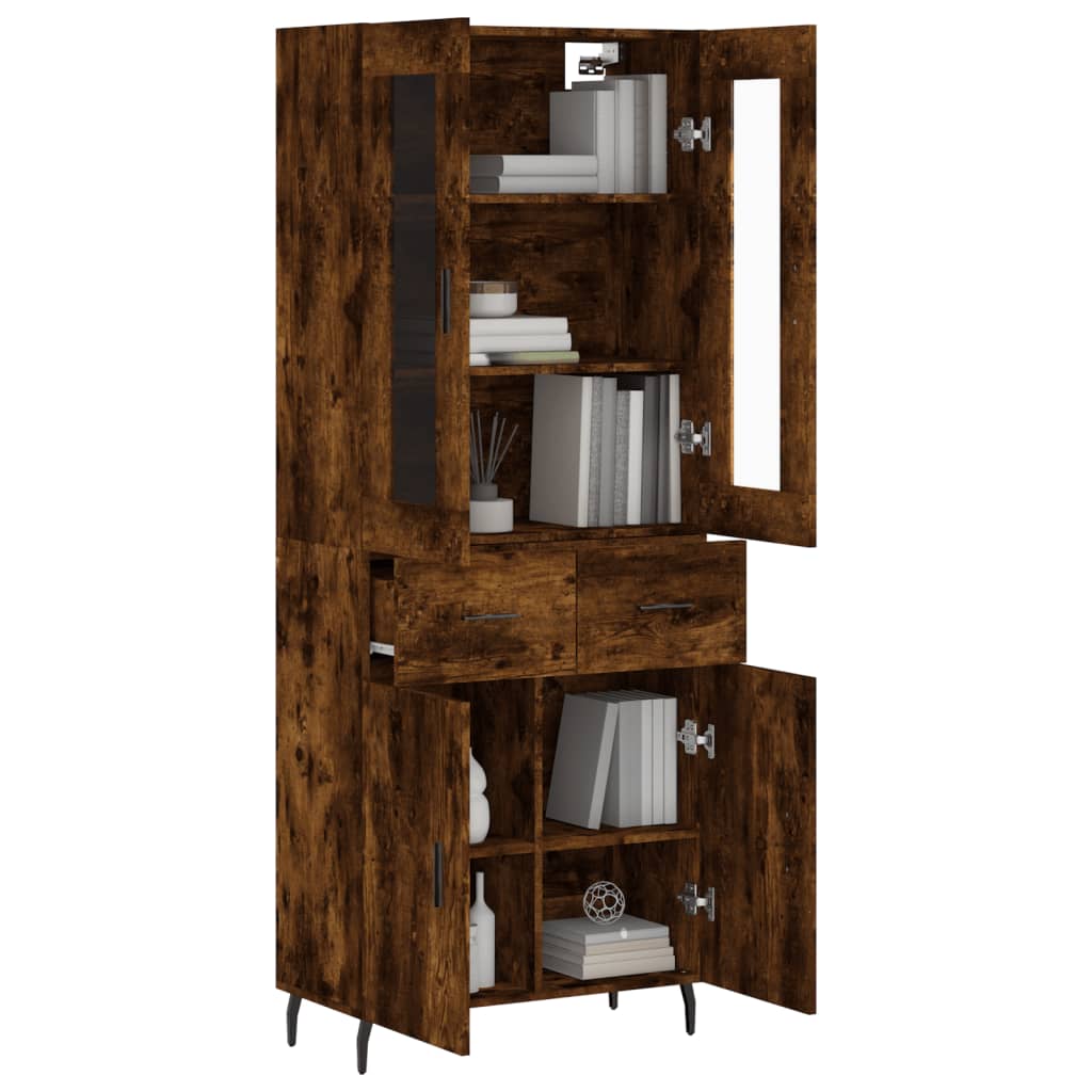 Highboard Räuchereiche 69,5x34x180 cm Holzwerkstoff