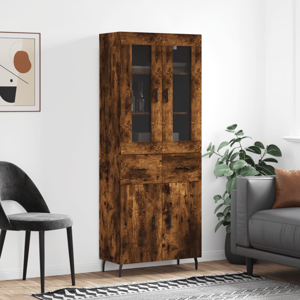 Highboard Räuchereiche 69,5x34x180 cm Holzwerkstoff