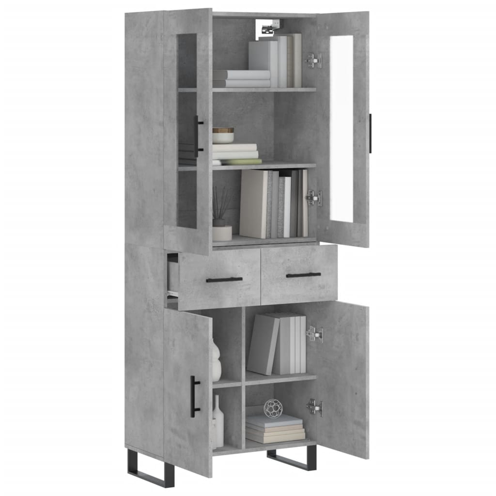 Highboard Betongrau 69,5x34x180 cm Holzwerkstoff