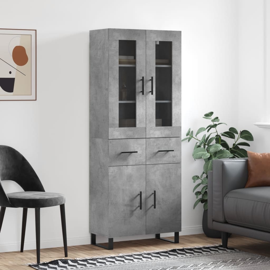 Highboard Betongrau 69,5x34x180 cm Holzwerkstoff