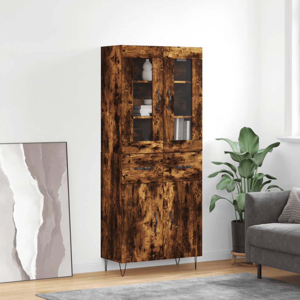 Highboard Räuchereiche 69,5x34x180 cm Holzwerkstoff