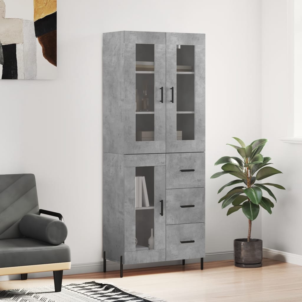 Highboard Betongrau 69,5x34x180 cm Holzwerkstoff