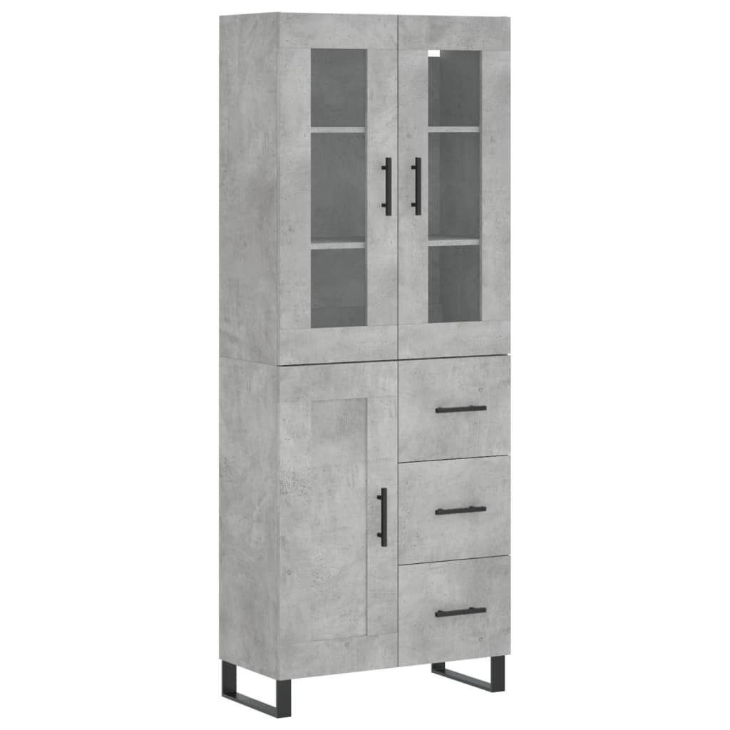 Highboard Betongrau 69,5x34x180 cm Holzwerkstoff
