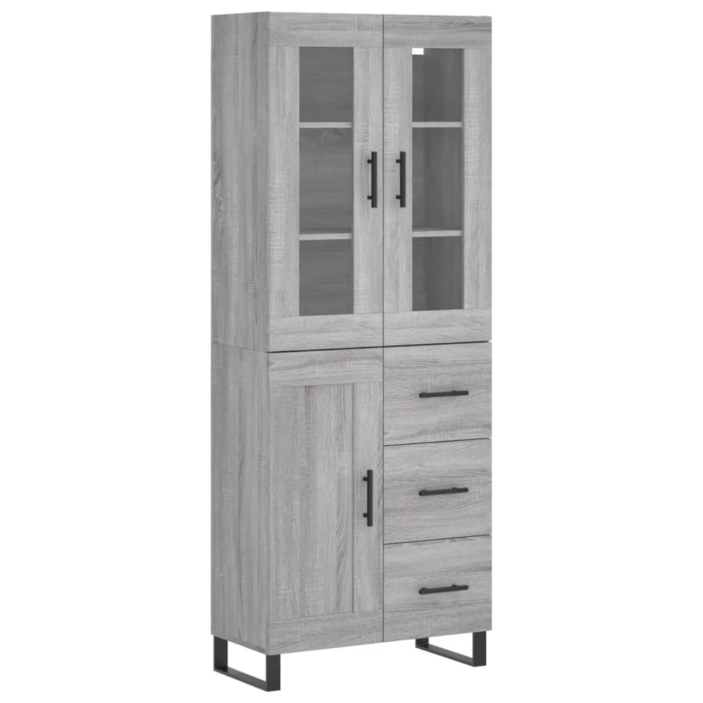 Highboard Grau Sonoma 69,5x34x180 cm Holzwerkstoff