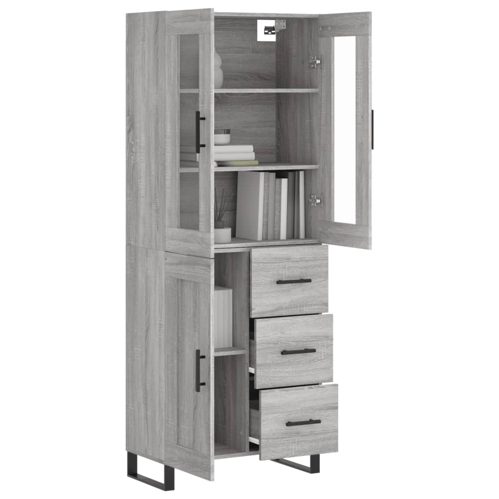 Highboard Grau Sonoma 69,5x34x180 cm Holzwerkstoff