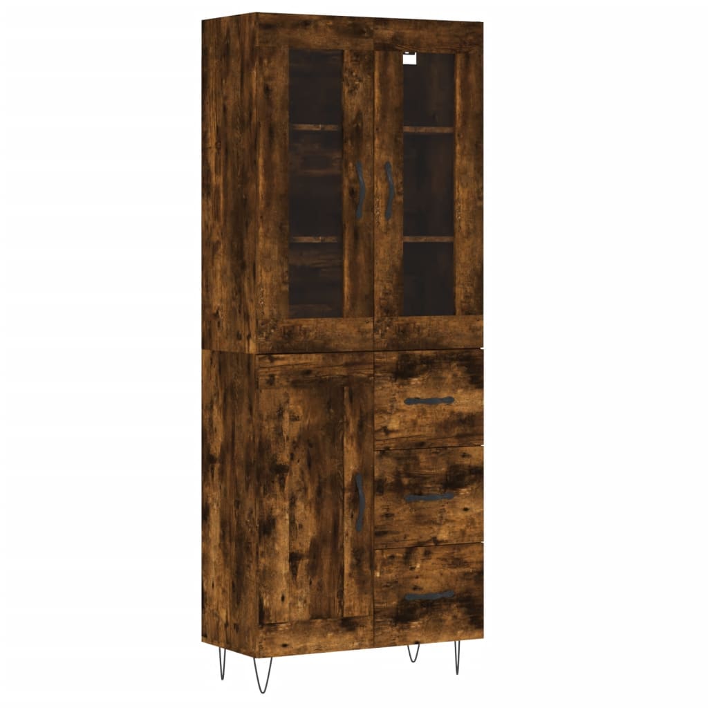 Highboard Räuchereiche 69,5x34x180 cm Holzwerkstoff