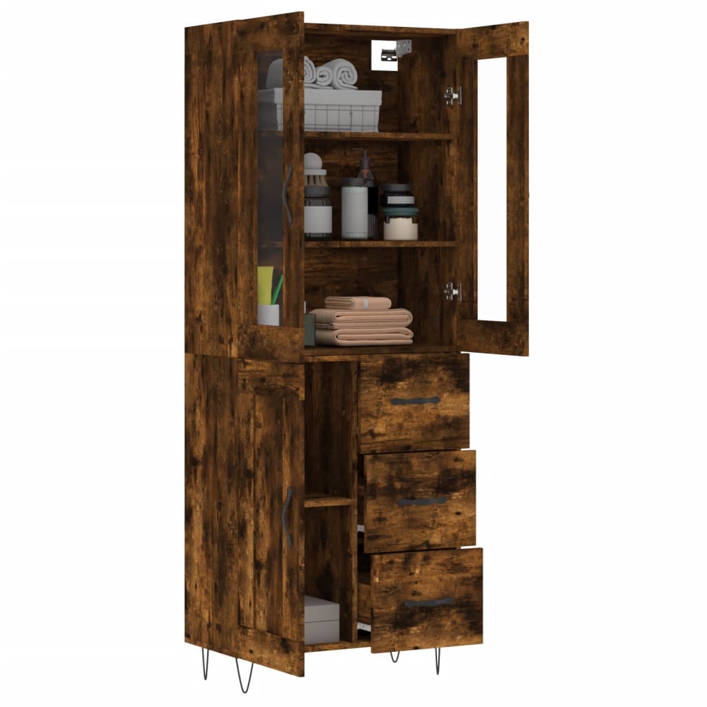 Highboard Räuchereiche 69,5x34x180 cm Holzwerkstoff
