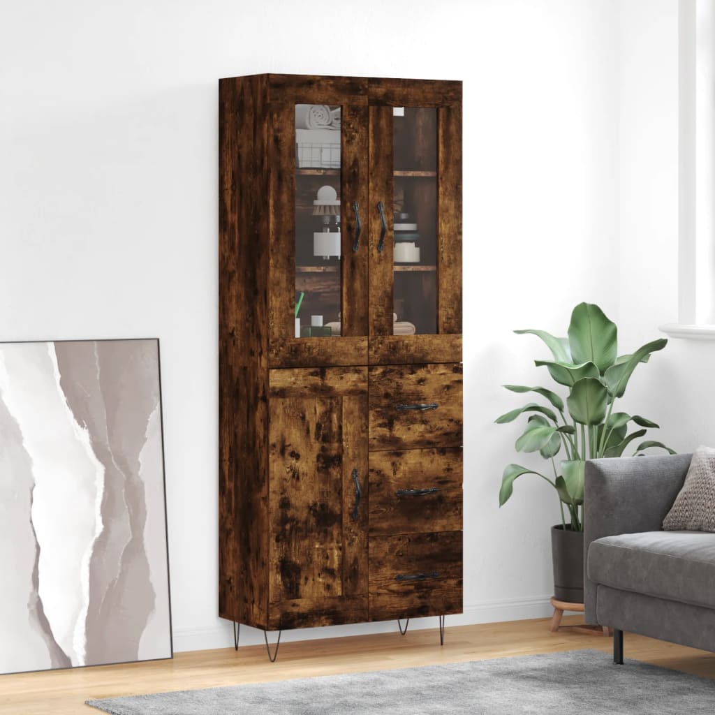 Highboard Räuchereiche 69,5x34x180 cm Holzwerkstoff