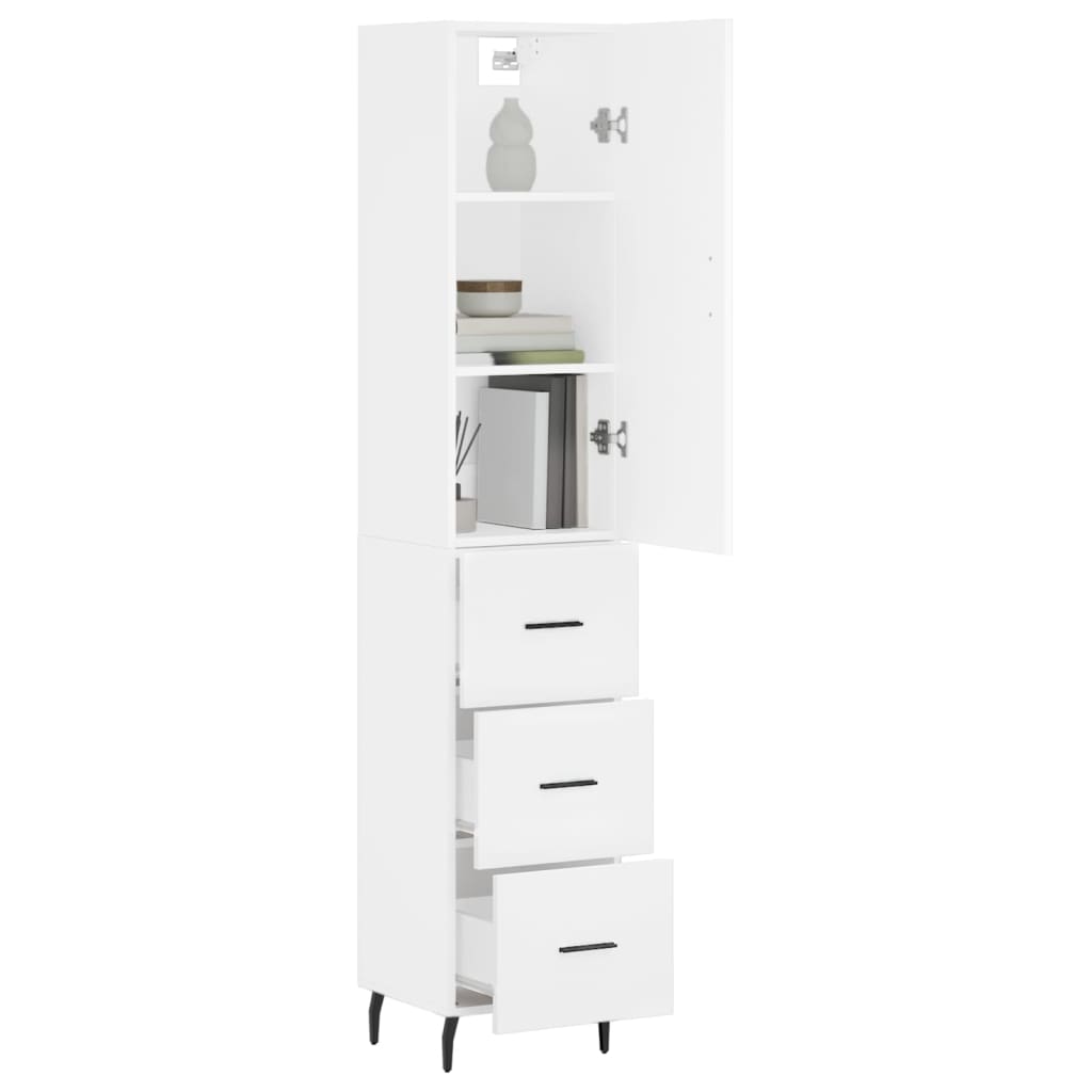 Highboard Weiß 34,5x34x180 cm Holzwerkstoff