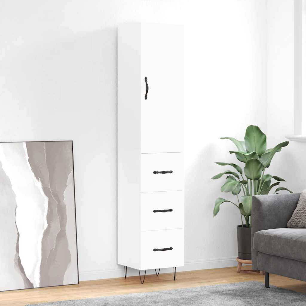Highboard Weiß 34,5x34x180 cm Holzwerkstoff