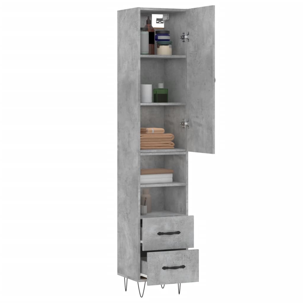 Highboard Betongrau 34,5x34x180 cm Holzwerkstoff
