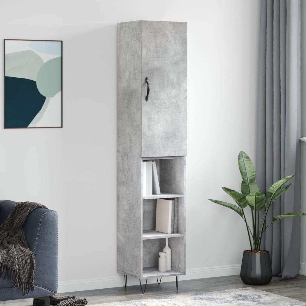 Highboard Betongrau 34,5x34x180 cm Holzwerkstoff