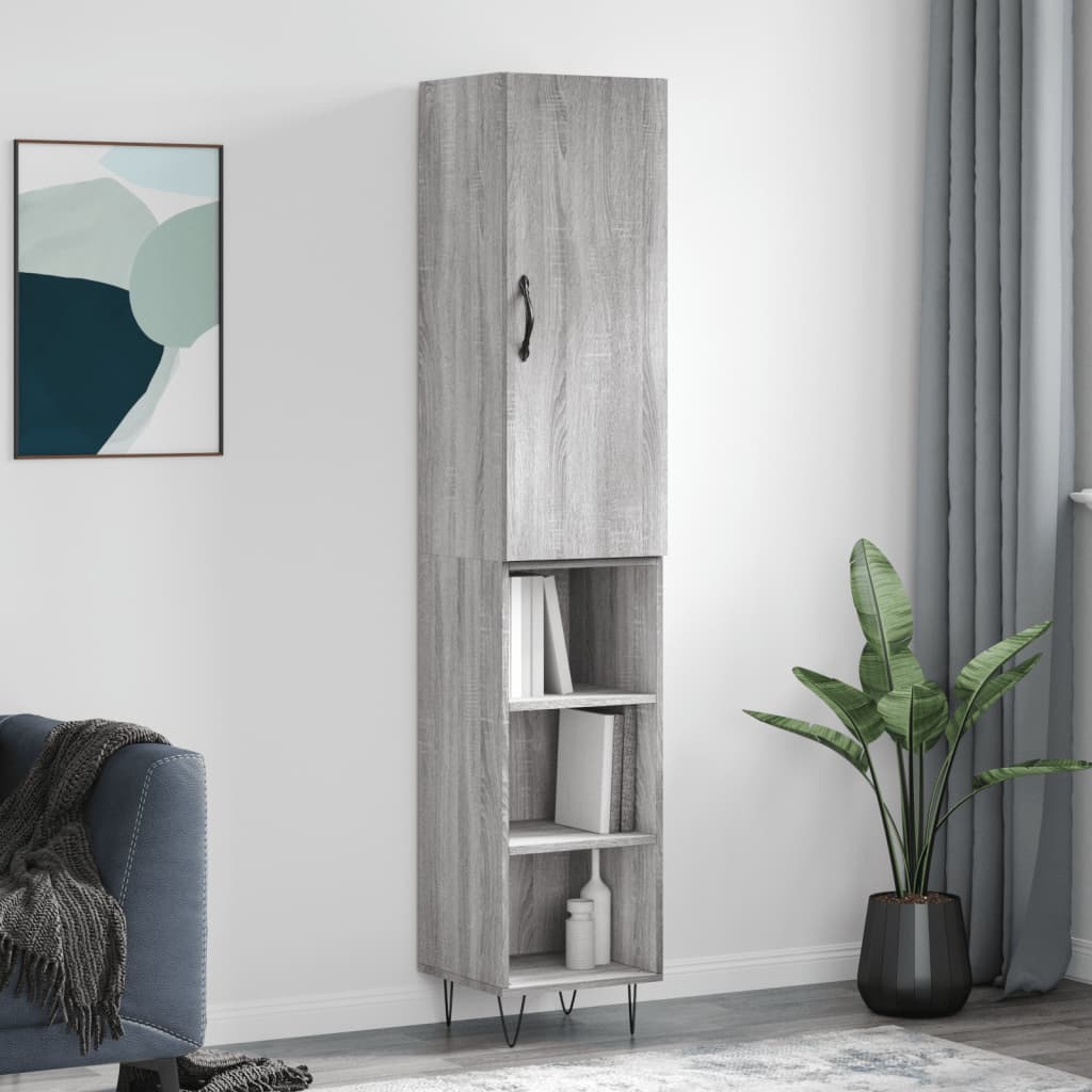 Highboard Grau Sonoma 34,5x34x180 cm Holzwerkstoff